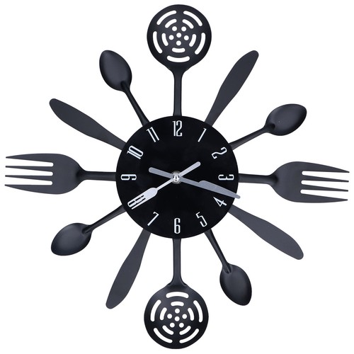 Black kitchen wall clock - kitchen,