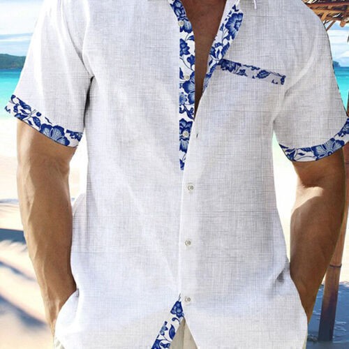 Men short sleeved blouse - short-sleeved,