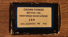 Box of 100 BZP Pozi CSK Twinthread Wood Screws, Size 3x8