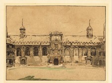 William Nicholson Front Quad, Wadham College, Oxford Lithograph print