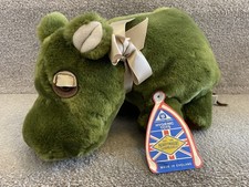 Antique Vintage Merrythought Green Hippo Soft Toy Bear Pal W/ Labels