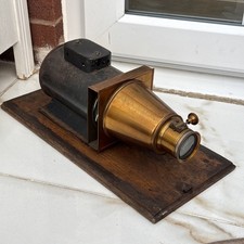 Antique Magic Lantern Slide Projector With Petzval Lens