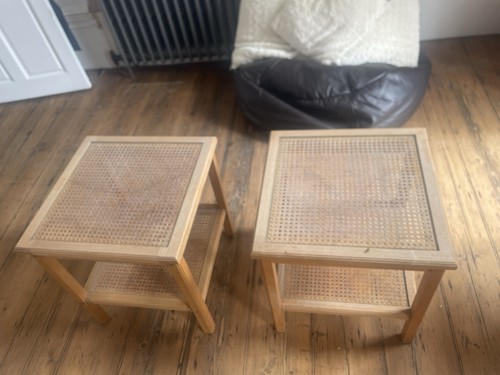 Vintage rattan bedside tables - rattan,
