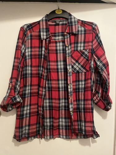 Ladies red checked shirt - red,