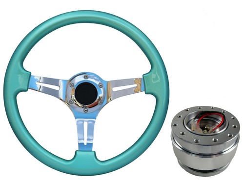 Mint green chrome steering - mint,