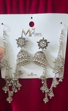 Indian Pakistani Jewellery Set Jhumka Earrings Tikka - Multicoloured with Gold