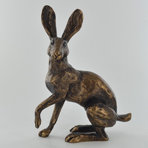 Bronze effect hare - bronze, sculpture