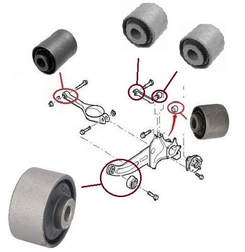 Rear axle suspension trailing - rear,