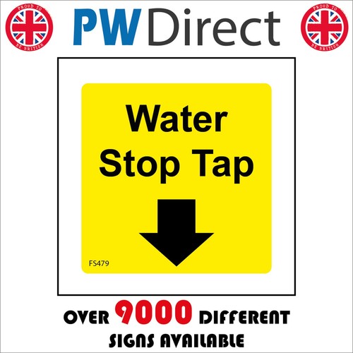 Sign water stop tap down - down, arrow