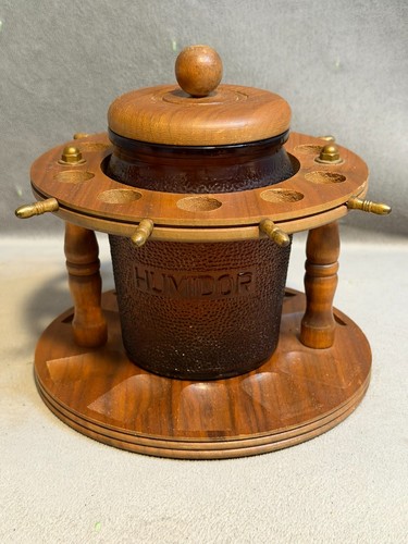 Vintage wood cigar humidor - cigar,