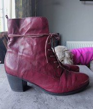 Gabor Real Leather Red Lace Up