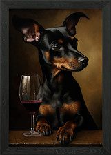 Miniature Pinscher Wine Framed