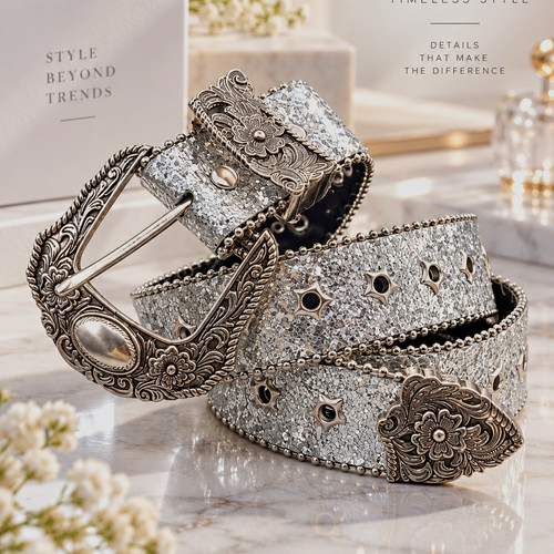 Women silver metal western - silver,
