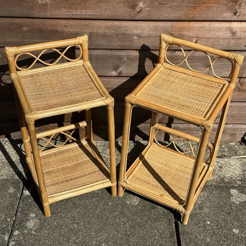 Pair vintage rattan bamboo - pair, of