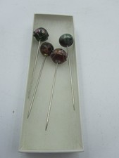 Decorative Lamp Work Glass Hat Pins x 4