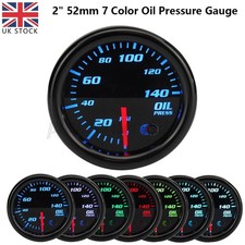 2" 52mm Universal Car 7 Color Oil Press Pressure Gauge Meter Psi with Sensor UK
