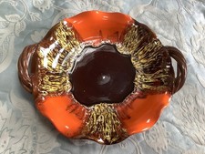 Vintage Vallauris Mid Century French Ceramic Orange Brown Large Bowl