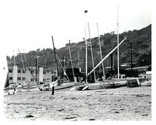 1970s SCYN Yacht Sailing Race Boats on Sand Broken Down Vintage Photo