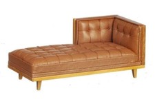 Dolls House Tan Leather Chaise