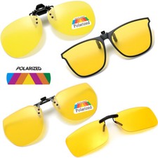 Anti Glare Night Vision Clip On Night Driving Glasses for Safe Drive Yellow Lens