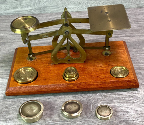 Vintage brass postal scales - brass,