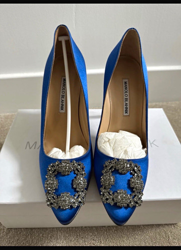 Manolo blahnik blue satin - blahnik,
