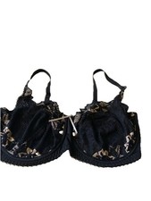 New Without Tags Lepel Stunning Pretty Non Padded Underwired Bra Black /Gold 34F