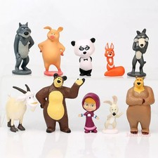 Masha And The Bear Sciuridae Goat Cartoon 10PCS Action Figure Kids Toy Doll Gift