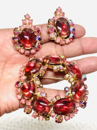 Vtg juliana pink cabochon - vtg,