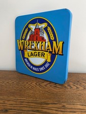 VINTAGE ORIGINAL WREXHAM LAGER ENAMEL ADVERTISING SIGN PUB RECLAMATION