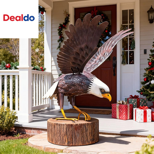 Metal bald eagle statue - metal,