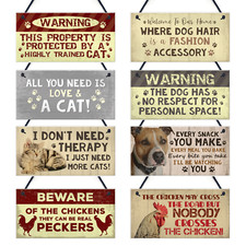 Novelty Animal Pet Plaques Signs DOG CAT CHICKEN Sign Animal Lover Gifts Funny