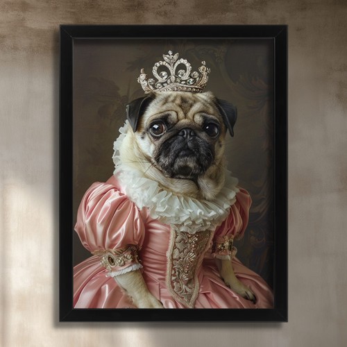Pug princess portrait - pug,