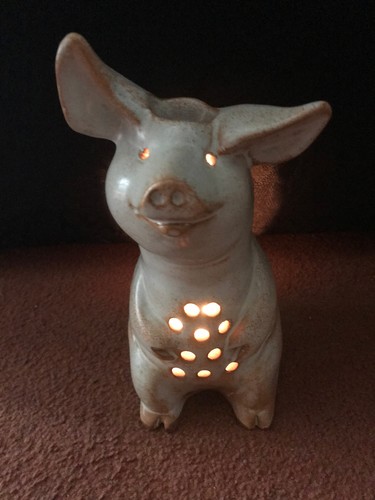 Vintage ceramic pig ornament - ceramic,