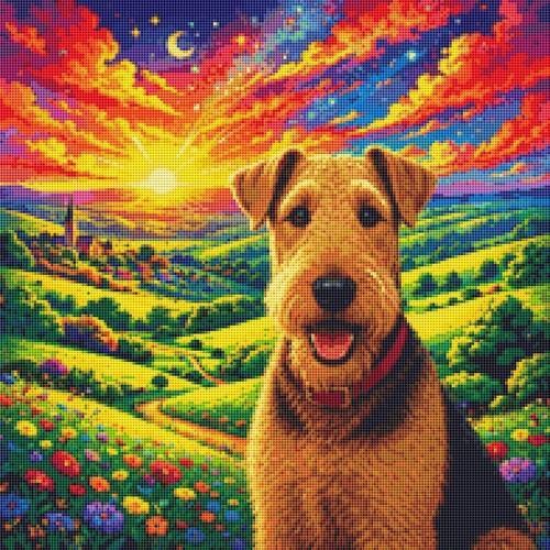 Airedale terrier puppy dog - terrier,