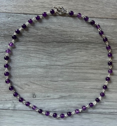 Beaded real amethyst - , necklace