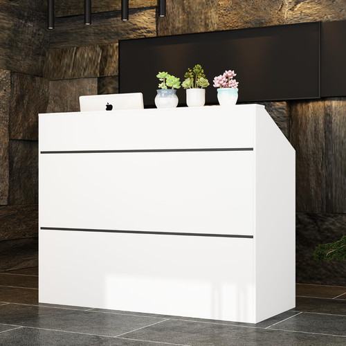 Modern white reception - reception, desk