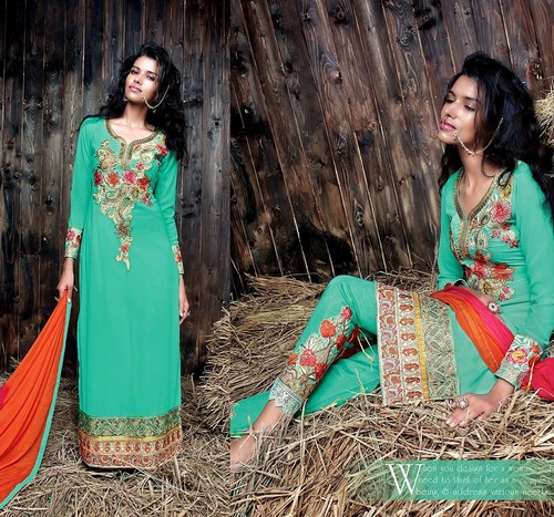 Aquamarine grgt embr indian - w,