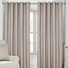 Geometric Blackout Curtains Pair Heavy Weight Jacquard Ready Made Eyelet Curtain