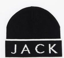 Jack Wills Beanie Hat Ski Mens Black White One Size 100% Genuine Brand New