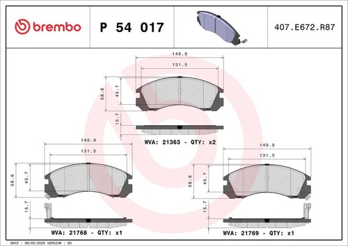 Brembo front brake pad set - brake,