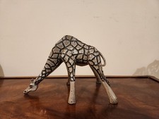 Safari Pottery Giraffe in Drinking Pose Rare Animal Collectable 10" Tall 