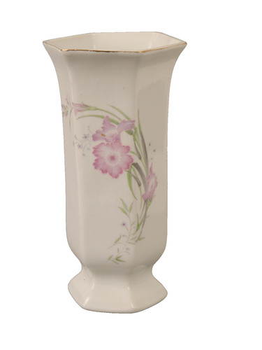Hexagonal porcelain vase - porcelain,