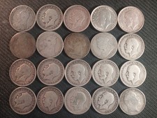 20x british silver shillings - ,