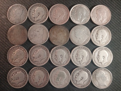 20x british silver shillings - british,