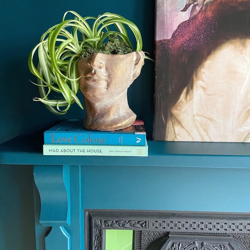 Golden concrete face planter - face,