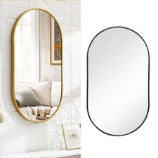 Industrial Metal Frame Oval Wall Mirror Hanging Vanity Makeup Bathroom Hallway