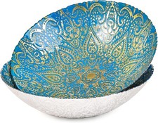Sungmor 2PC 12.5'' Large Thick Glass Fruit Bowls, Moroccan Style Decorative Bowl