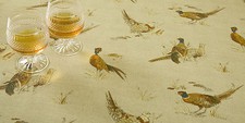 Pheasants Natural Beige Oilcloth Wipe Clean PVC Vinyl Tablecloth Matte Finish