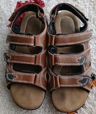 Mens Mantaray Anguilla Brown Leather 3 Strap Sandals Size UK 9